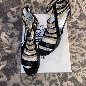 Black and Gold high heel dress shoes